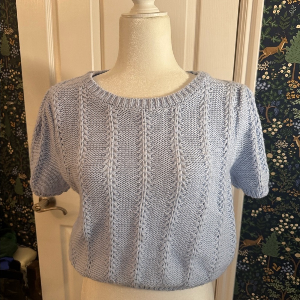 Divided Light Blue Cable Knit Sweater​